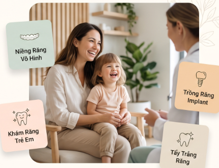 Gia đình thân thiện chăm sóc răng miệng tại nha khoa